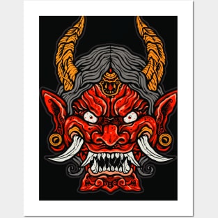 Japanese Oni Demon mask Posters and Art